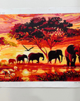 Elefantes al atardecer (Pintura por Números)