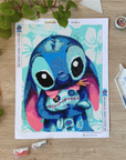 Stitch con Peluche (Pintura Diamante)