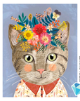 Gato con Flores (Pintura Diamante)